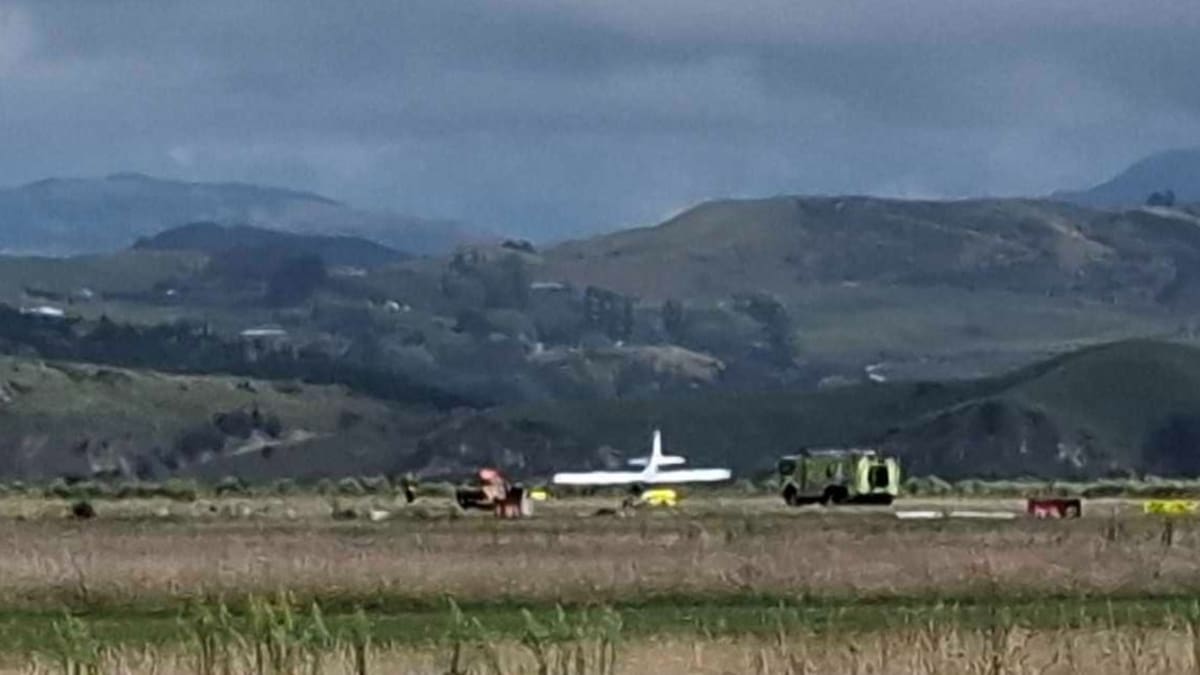 Damaged plane lands after mid-air drama at Hawke’s Bay Airport