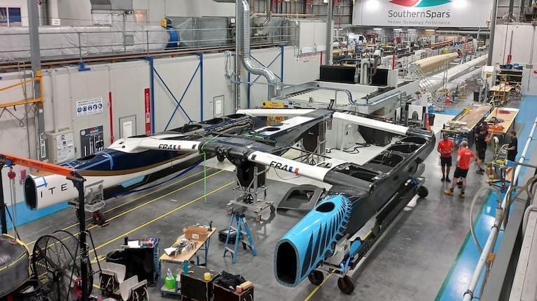 A "franken-F50" made up of the remnants of the Black Foils and DS Team France's catamarans. (Source: Sir Russell Coutts)