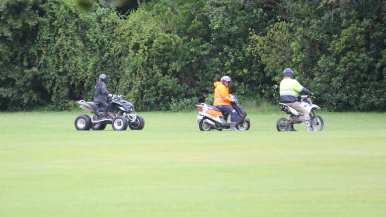 A group of riders at Trentham Memorial Park  around the time a cyclist was injured..