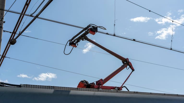 A pantograph is a roof-mounted arm that supplies power to electric trains (file image).