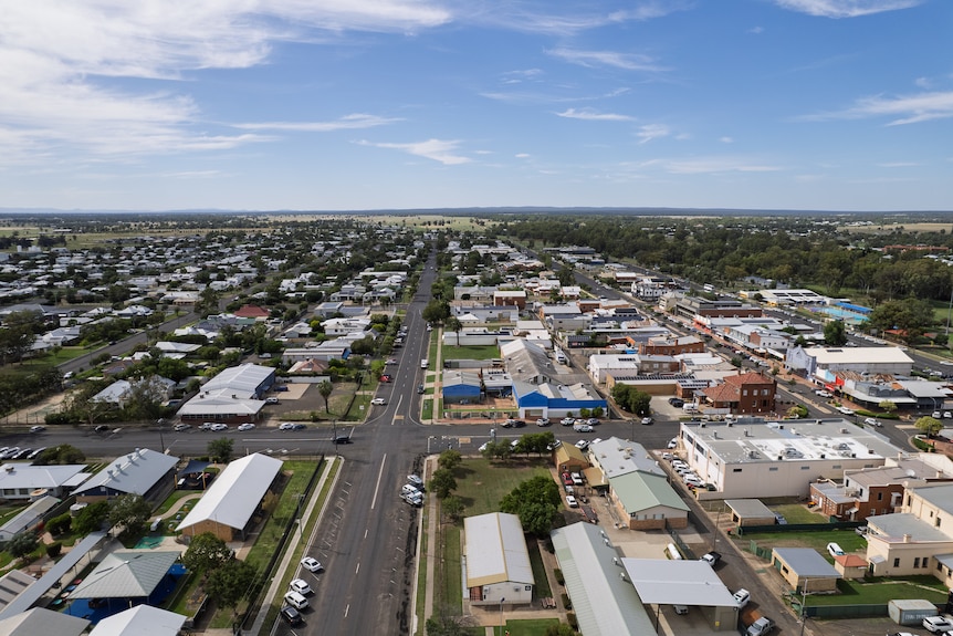 A drone view of Narrabri in central NSW.