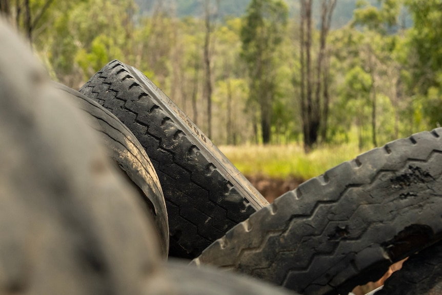 A pile of waste tyres