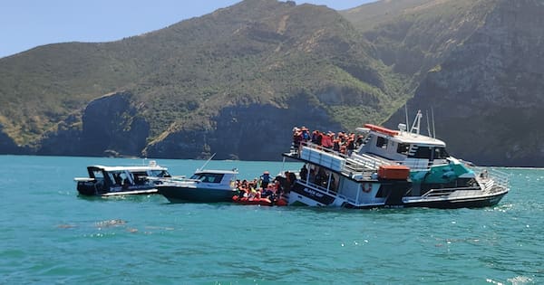 Fuel spill response after tourist boat grounds off Akaroa