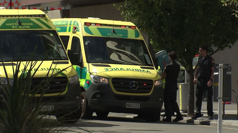 Ambulance crews at the Cathedral Square scene. 
