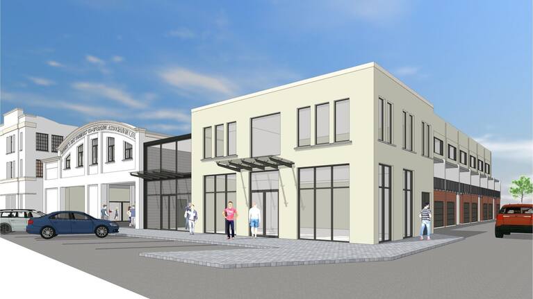 An artist's impression of the inner-city development planned for the Queen St West site in Hastings.