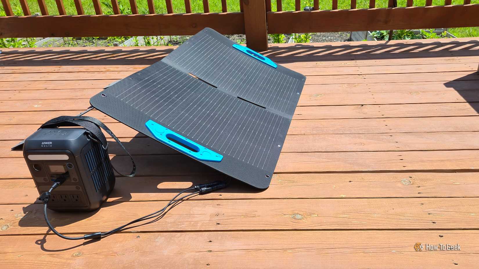 Anker C300 with an Anker PS100 solar panel plugged in.