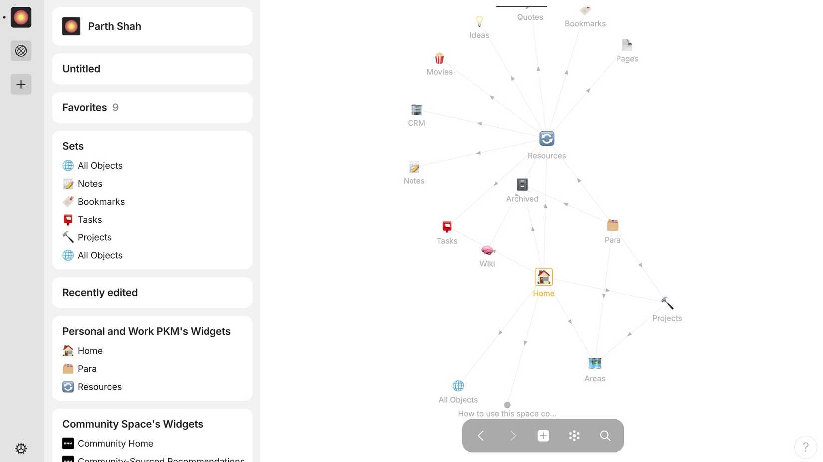 Anytype Mac home menu