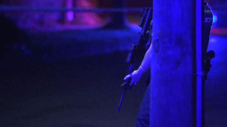 Armed police at the scene of an altercation in Northcote on Wednesday night.