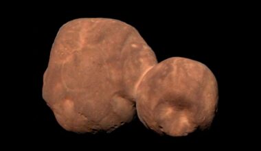 Composite image of snowman-shaped Kuiper Belt object Arrokoth, using data captured by the New Horizons spacecraft. Credit: NASA
