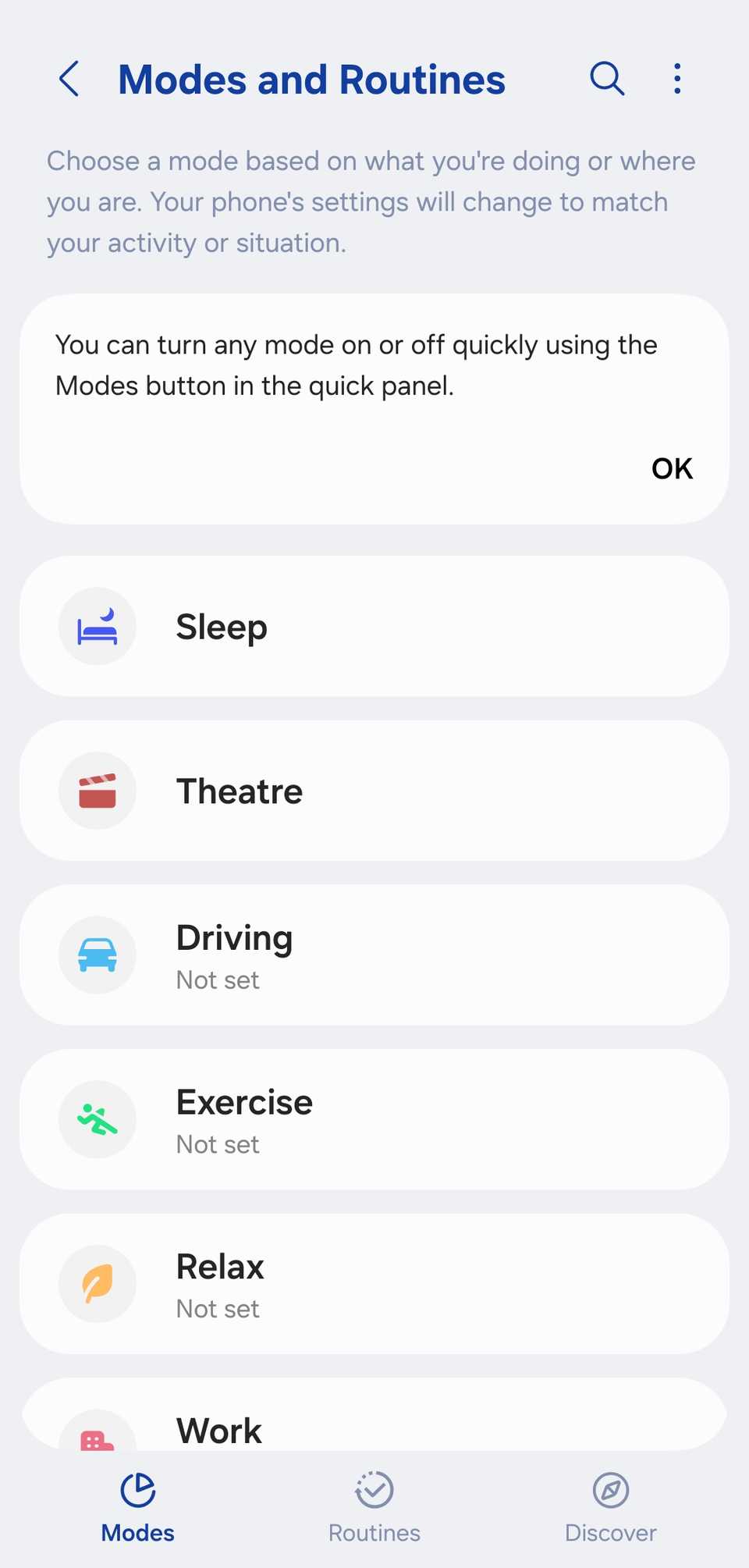 Samsung modes and routines