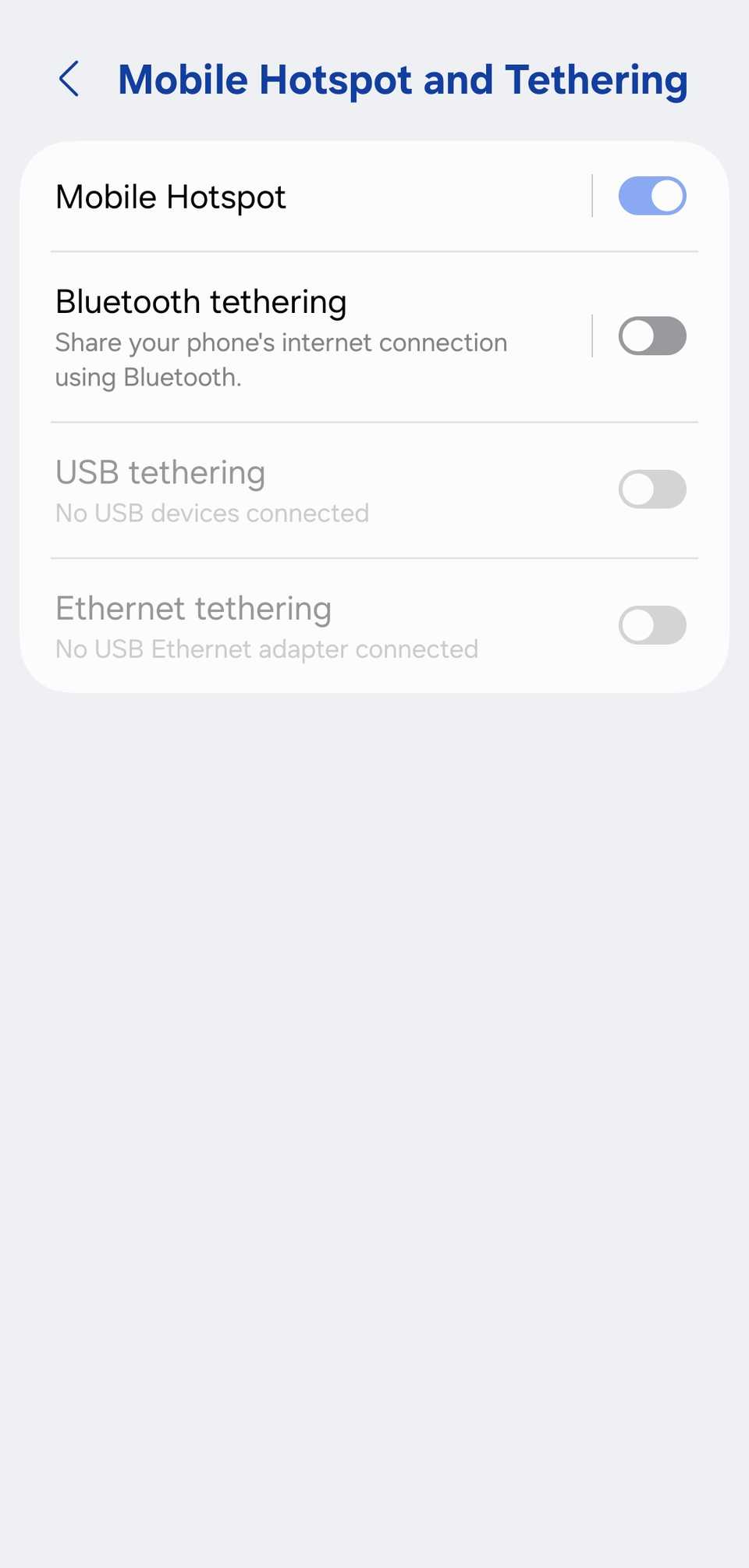 samsung hotspot menu