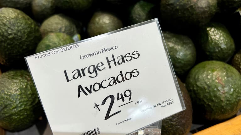 Avocados imported from Mexico are for sale in a supermarket in Miami as the United States imposed 25% tariffs on goods from Canada and Mexico, starting a trade war with its closest neighbors and allies Wednesday, March 5, 2025.