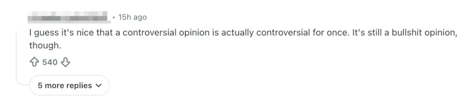 Comment expressing disagreement with Will's controversial opinion