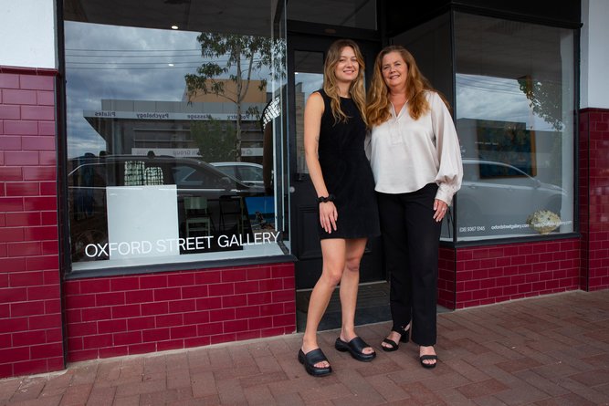 Pictures of Abbey and Lynette Telfer at the Oxford Street Gallery, in Mt Hawthorn. 