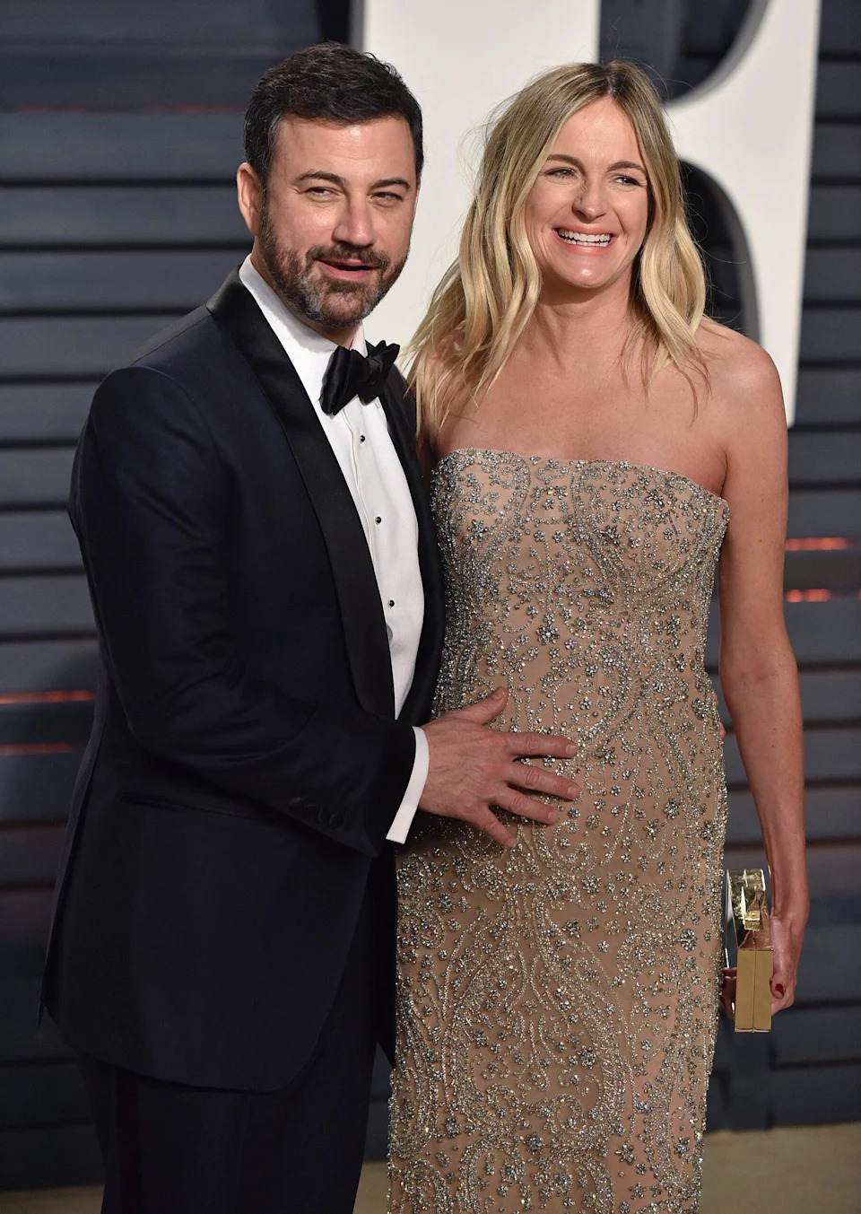 Jimmy Kimmel and Molly McNearney arrive for the Vanity Fair Oscar Party in Beverly Hills