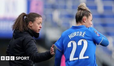 A general view across the pitch at St Andrew's with the WSL branded corner flag in the foreground.