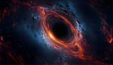 Illustration of black holes in an expanding universe linked to new research on dark energy