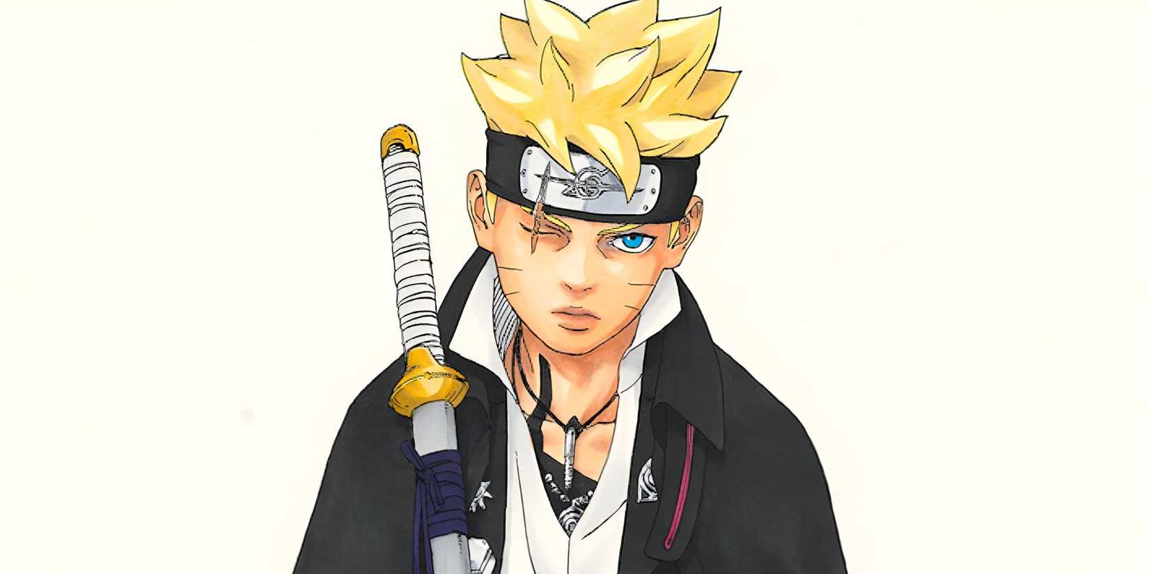 Boruto resting his sword on his shoulder