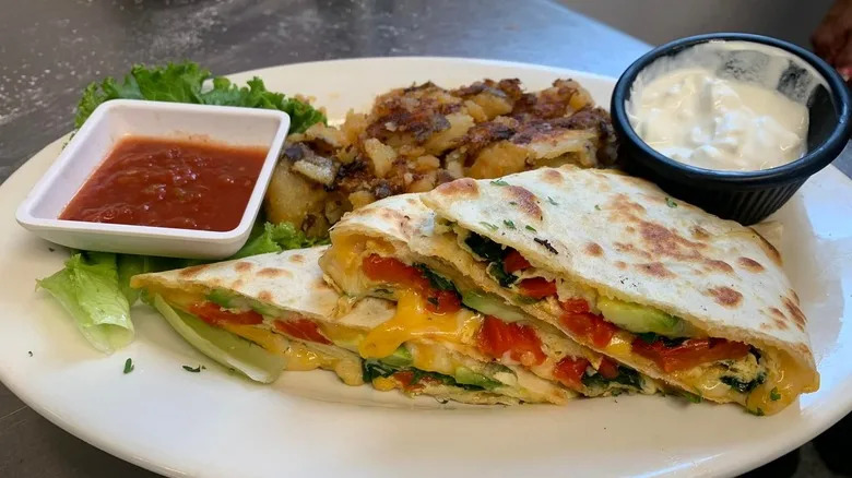 A breakfast quesadilla plate from Roberto's Freehold Grill