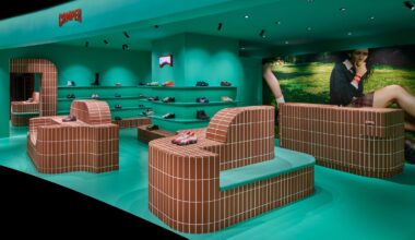 Tiled display stand in Camper Shin Maru interior by Jorge Penadés