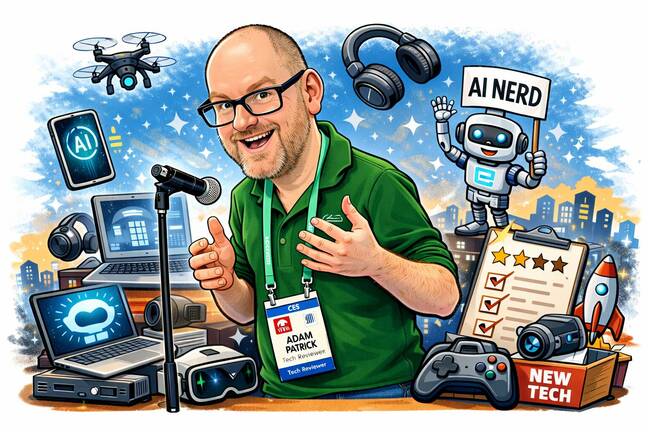 Caricature of a tech reporter