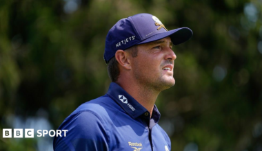 Bryson DeChambeau hitting a tee shot