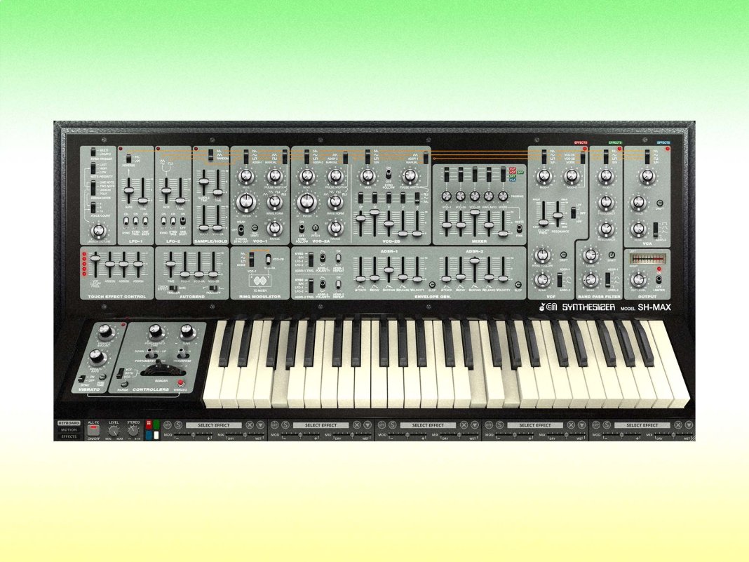 Interface of the Cherry Audio SH-MAX virtual synth.
