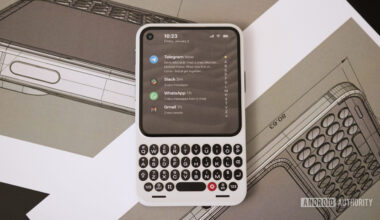 Clicks Communicator lying on a table.