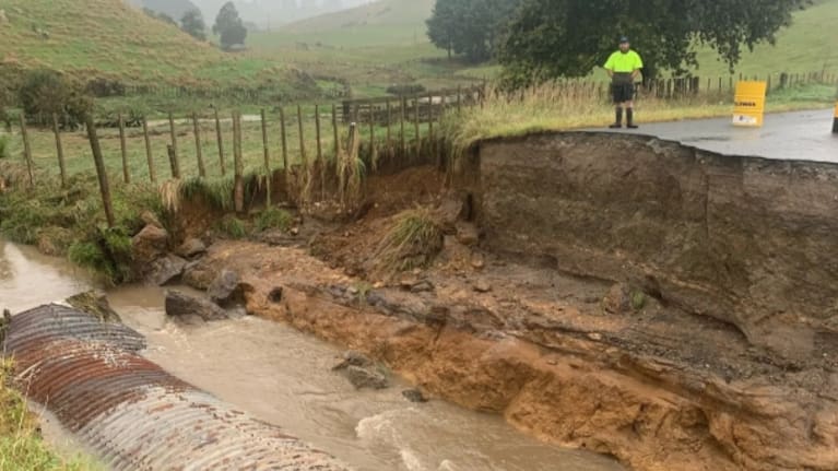 Culvert washout east of Ōtorohanga. 