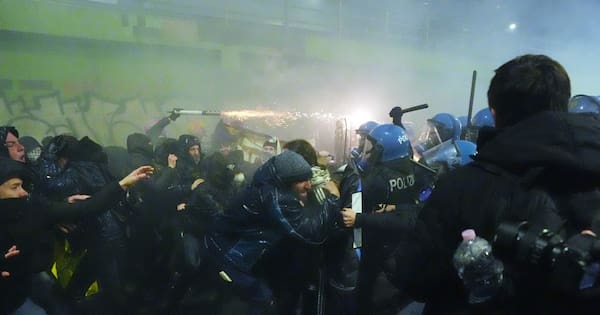 Protesters clash with police near Winter Olympics hockey venue