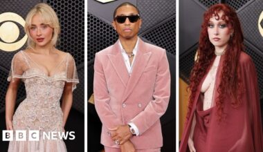 Grammys red carpet: Stars arrive for music award show - BBC