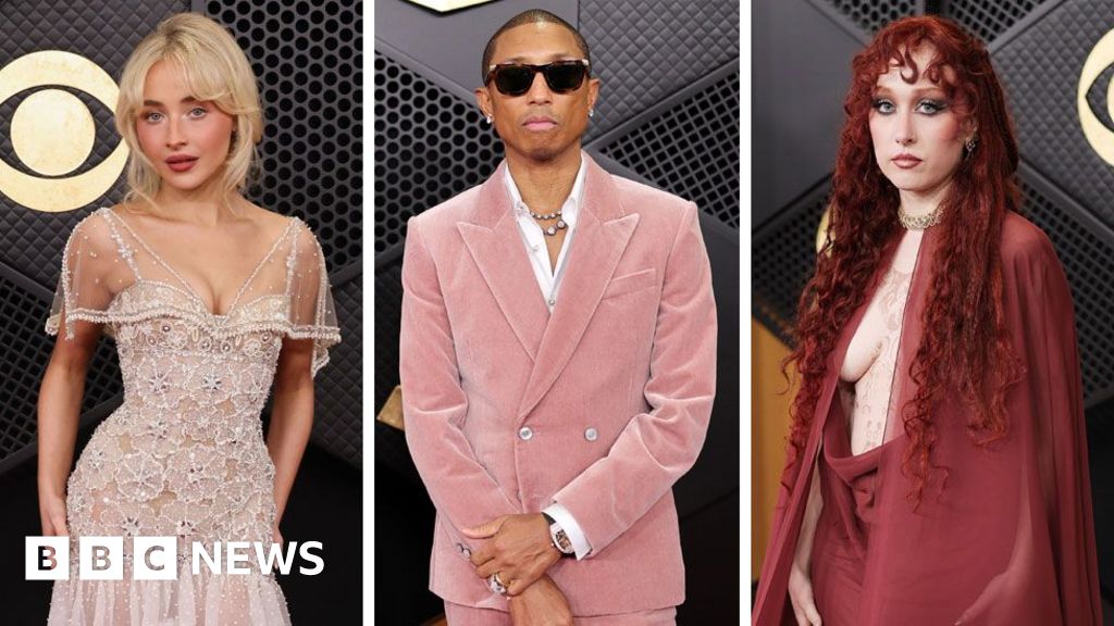 Grammys red carpet: Stars arrive for music award show - BBC