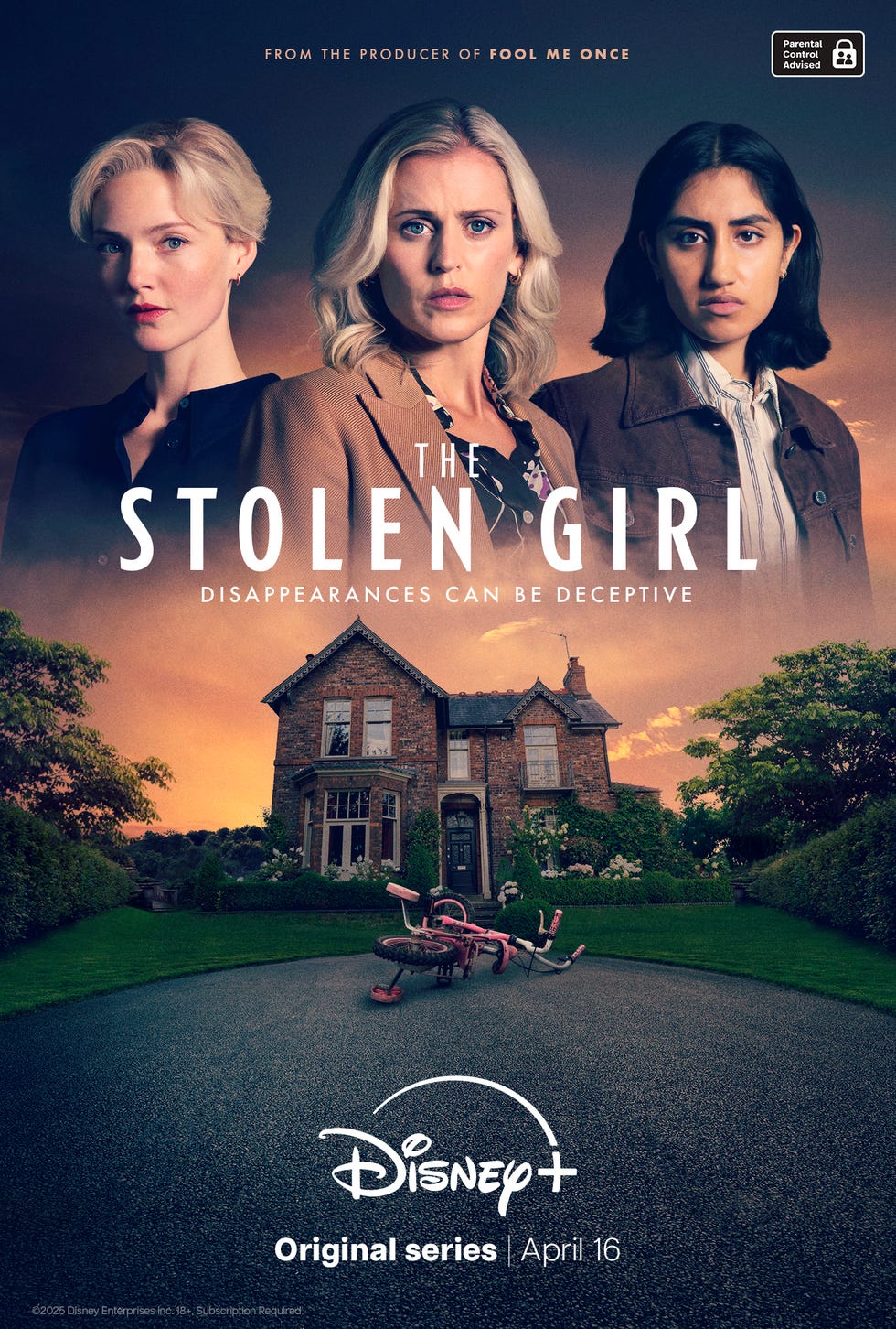 promotional poster for the series the stolen girl featuring characters in a dramatic setting