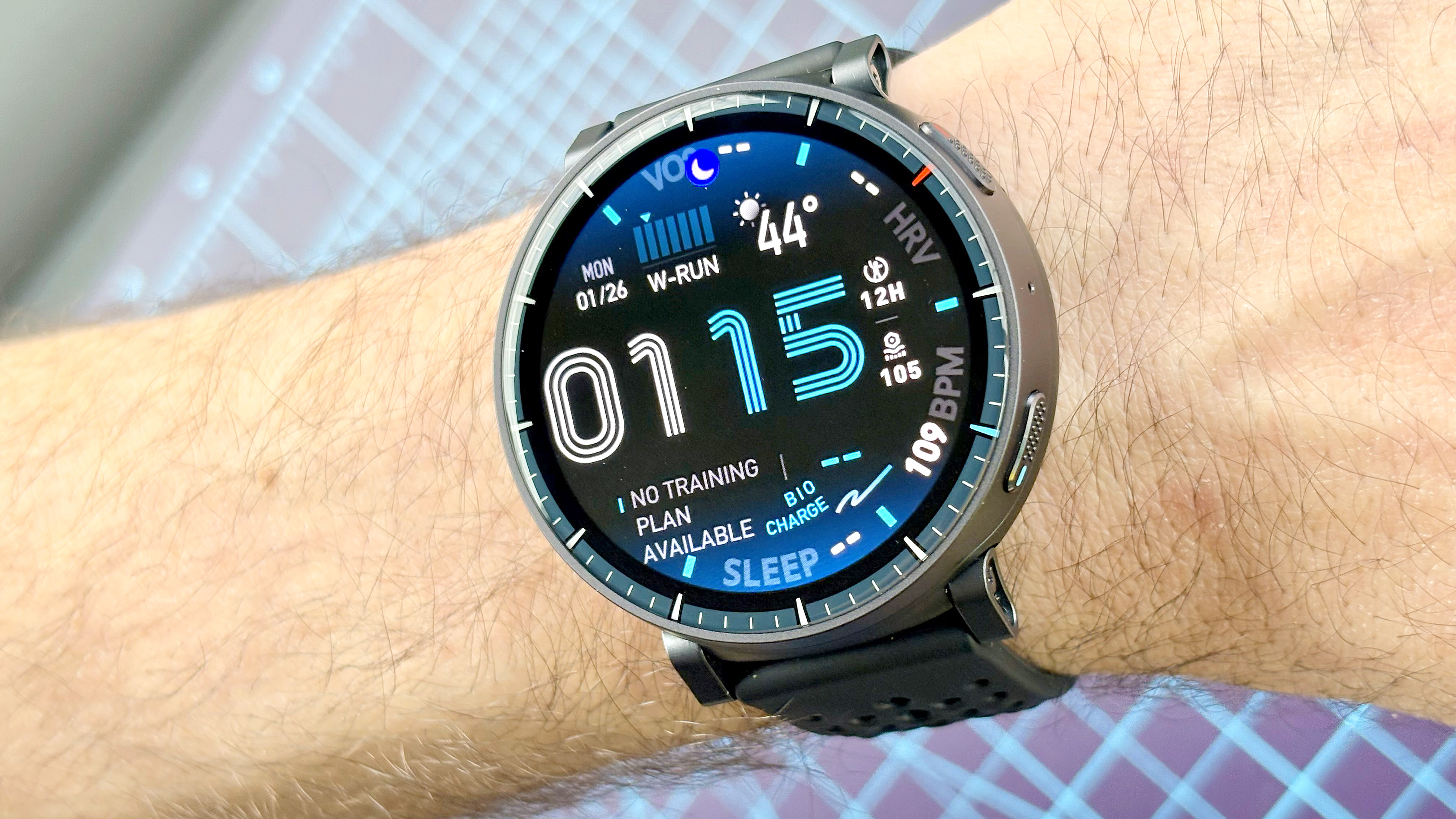 Close-up of the Amazfit Active Max on a user's wrist
