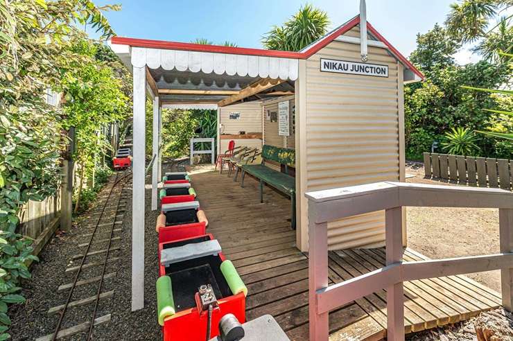 133 Cornfoot Street, Castlecliff, Whanganui, comes with a 370m railway track and a miniature train. Photo / Supplied
