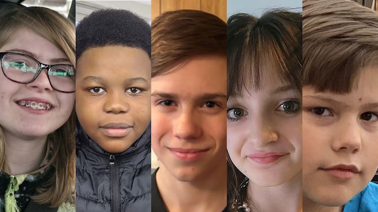 From left to right: Zoey Benoit, Abel Mwansa, Ezekiel Schofield, Kylie Smith, and Emmett Jacobs were among those killed in the shooting.