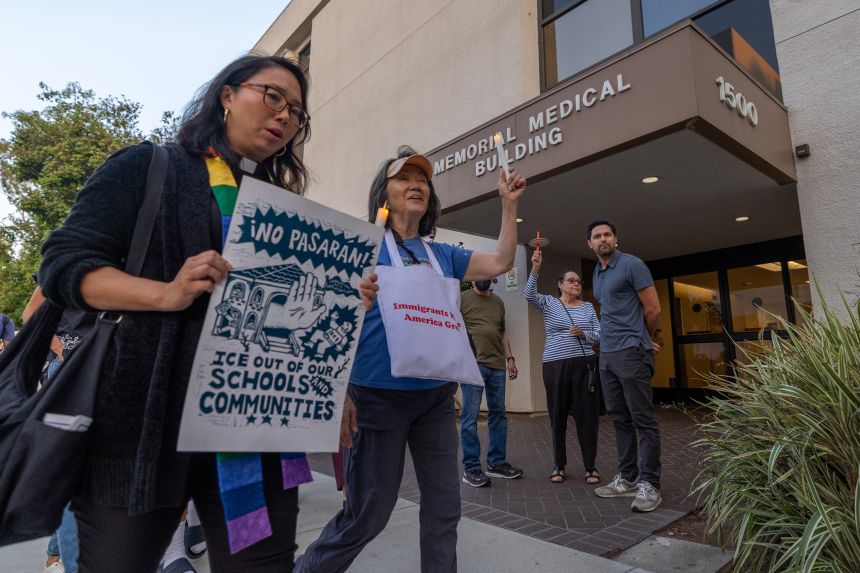Residents protested against ICE presence during the immigration surge in Los Angeles last July.