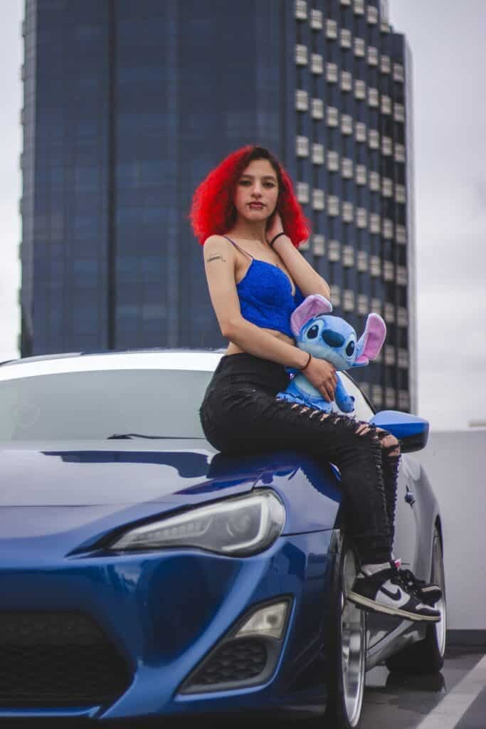 girl on car shoot