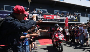 Nicolo Bulega, 2026 Australian WorldSBK, parc ferme. Credit: Gold and Goose.