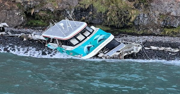 Grounded Akaroa tourist boat dislodged by swells, easing salvage