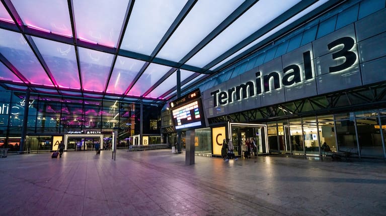 This is Heathrow Terminal 3, the main airport for international flights.