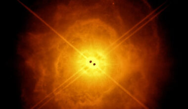 Tomassini et al. characterized the physical and morphological properties of the binary system AFGL 4106, which is composed of two evolved massive stars. Image credit: ESO / Tomassini et al.