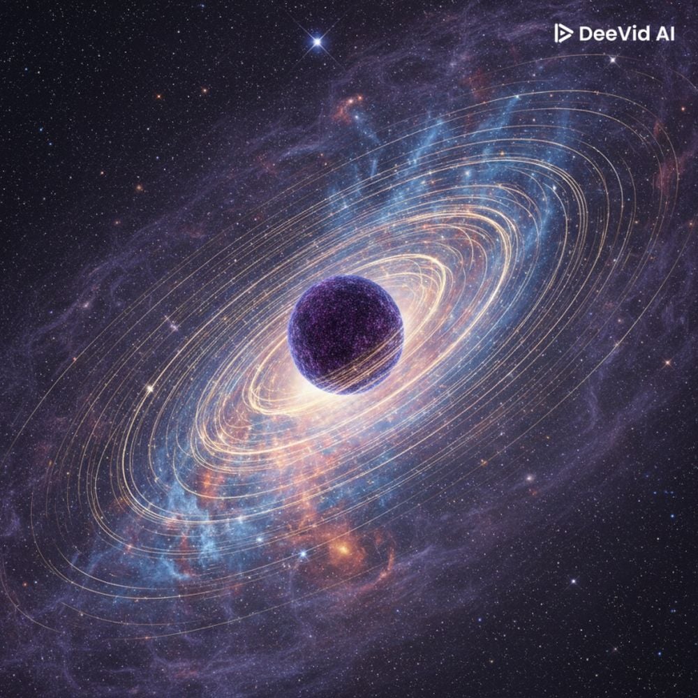 This illustration shows the Milky Way with a dense core of dark matter instead of a supermassive-black hole (SMBH). The DM could be responsible for evidence usually attributed to an SMBH, even shaping the orbital motions of stars on the galaxy's outer regions. Image Credit: Valentina Crespi et al. Licence type: Attribution (CC BY 4.0)