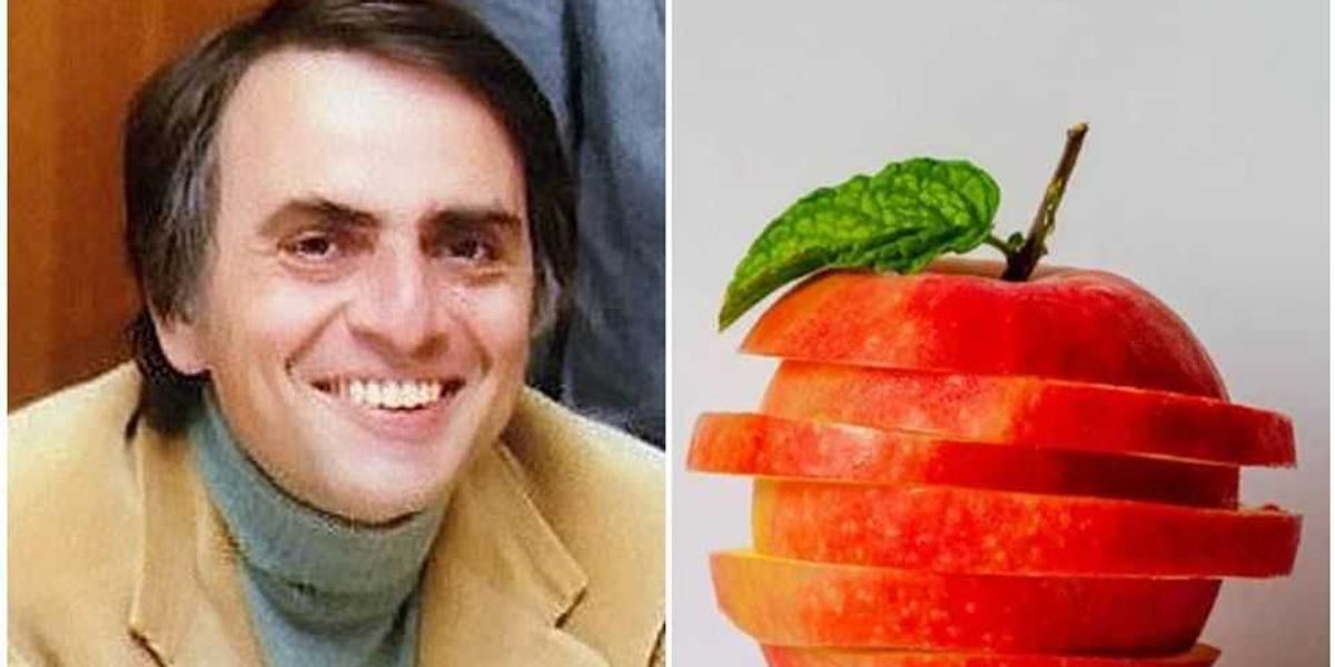 46 years ago, Carl Sagan beautifully explained the fourth dimension using a sliced apple