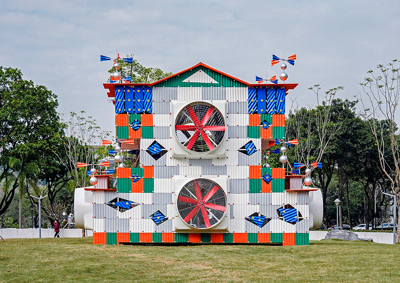 industrial components assemble glowing clock-house by drawing architecture studio in china