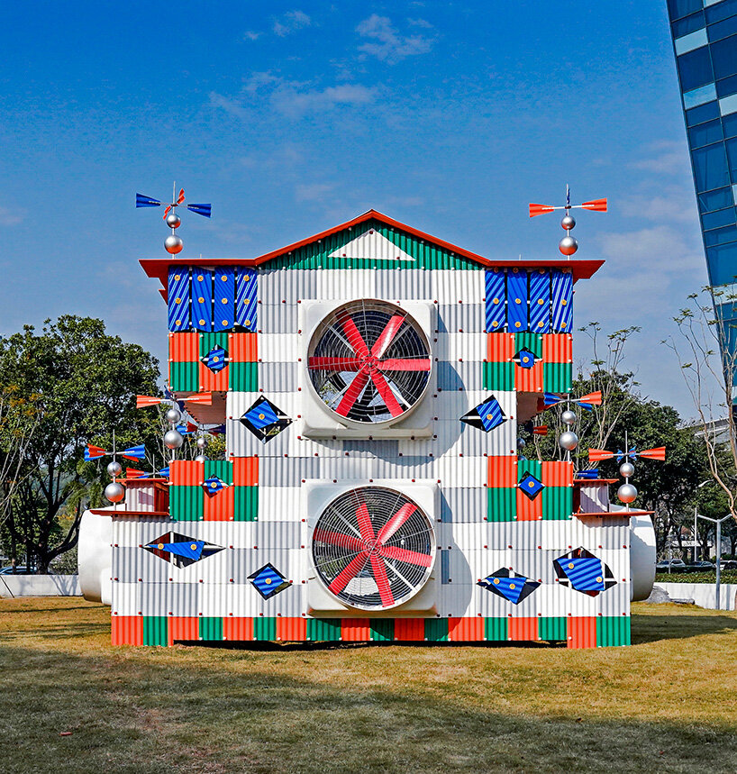 industrial components assemble glowing clock-house by drawing architecture studio in china