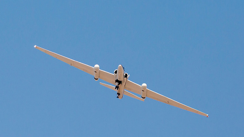 NASA research aircraft flying in the sky