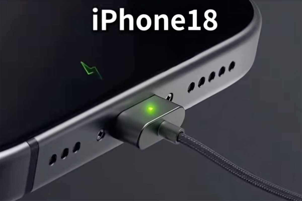 TikTok video still of the iPhone 18 with MagSafe connector
