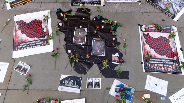 A memorial in London for protestors killed in the January demonstrations.