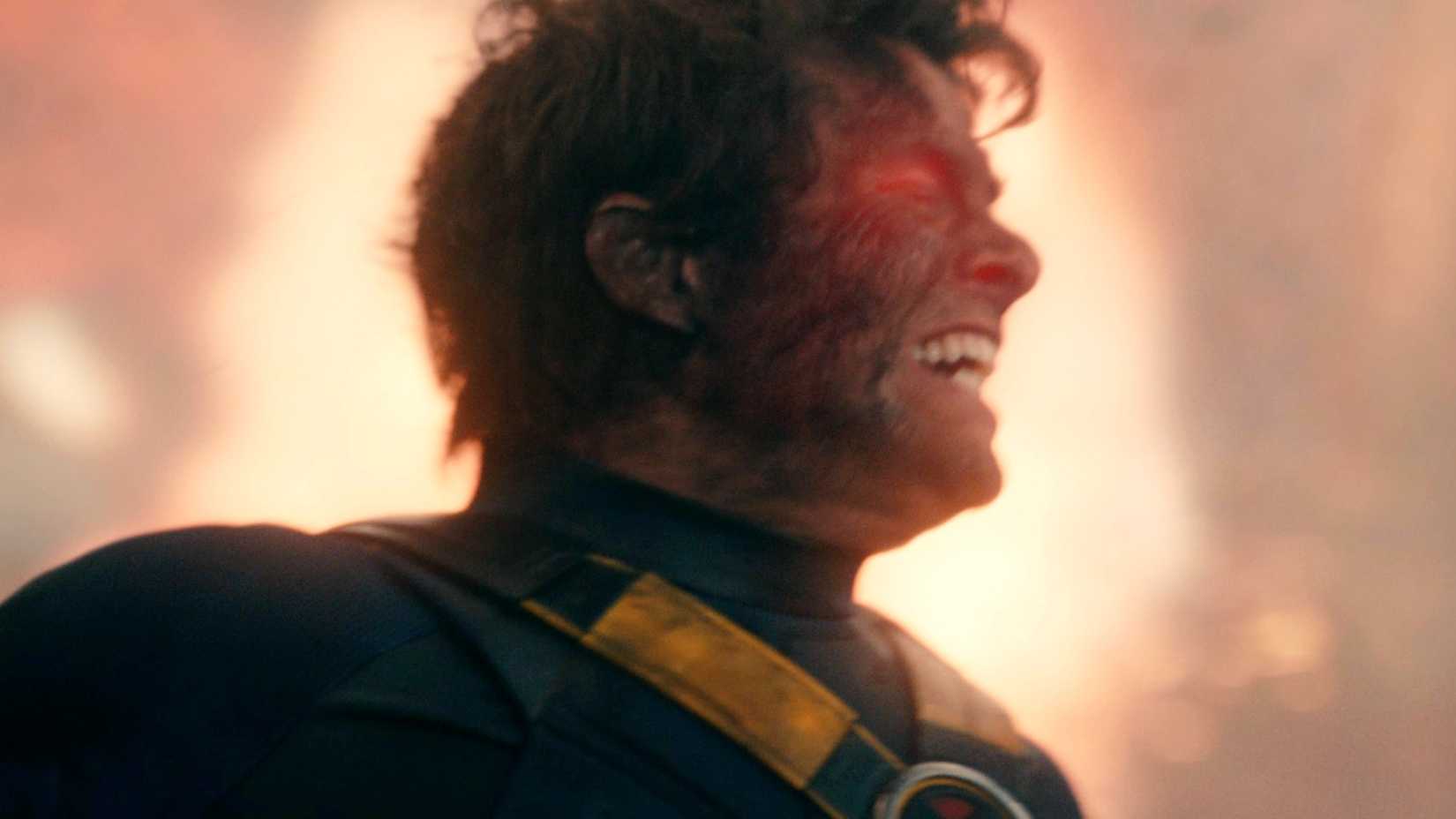 James Marsden's Cyclops about to fire an optic blast in Avengers: Doomsday